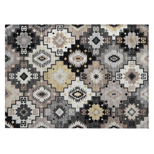 Addison Chantille ACN2123 Ethnic Machine Made Transitional Black Rug