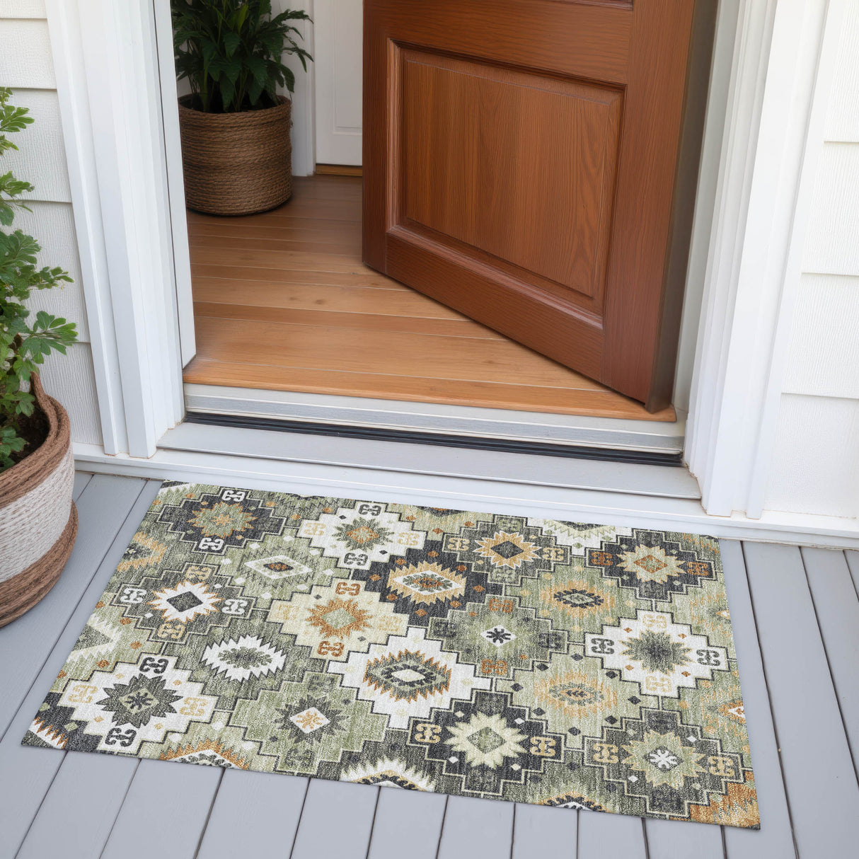 Addison Chantille ACN2123 Ethnic Machine Made Transitional Fern Rug