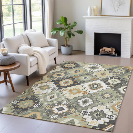 Addison Chantille ACN2123 Ethnic Machine Made Transitional Fern Rug