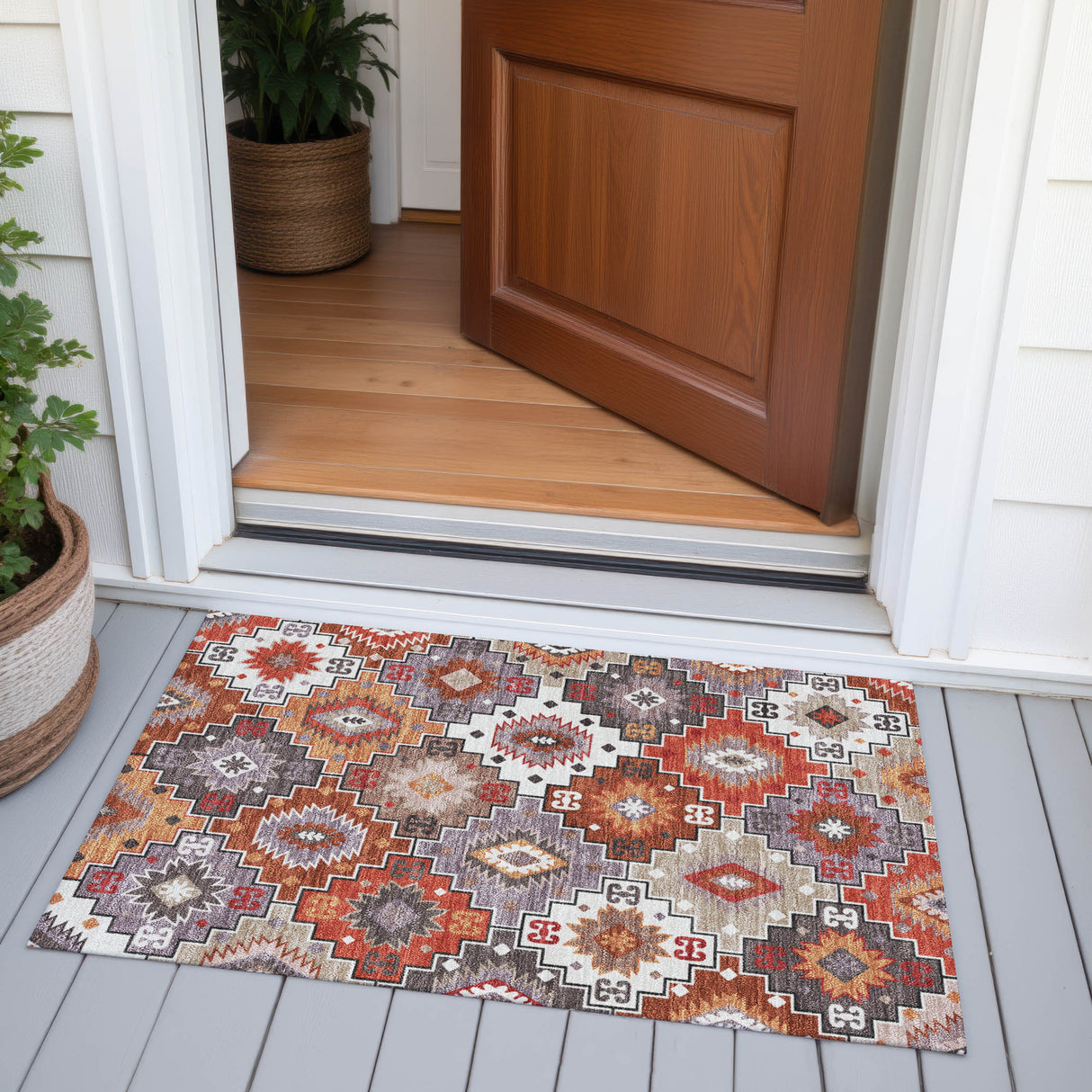 Addison Chantille ACN2123 Ethnic Machine Made Transitional Paprika Rug