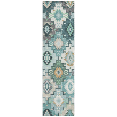 Addison Chantille ACN2123 Ethnic Machine Made Transitional Teal Rug