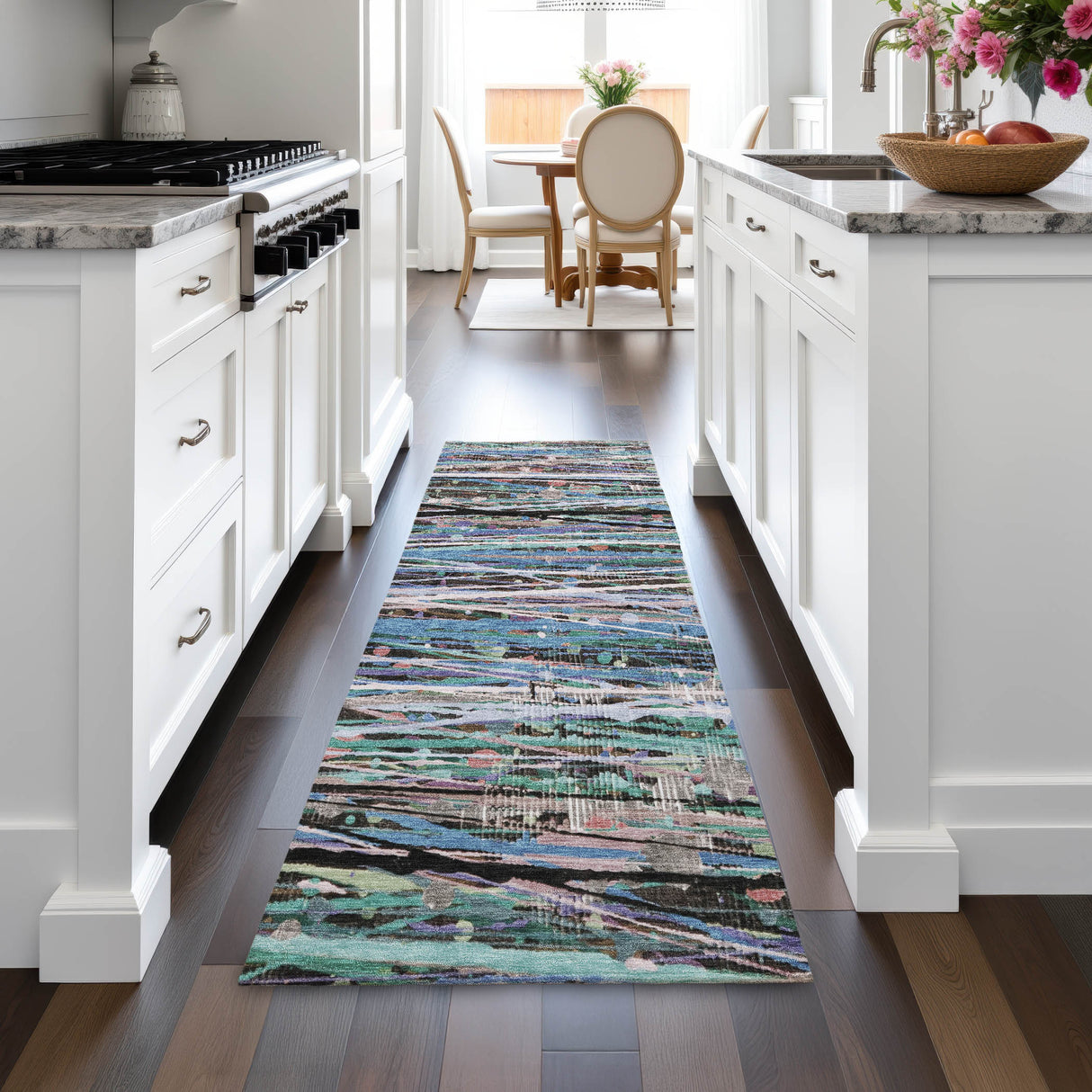 Addison Chantille ACN2125 Stripes Machine Made Transitional Blue Rug