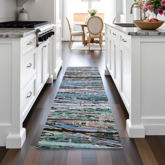 Addison Chantille ACN2125 Stripes Machine Made Transitional Blue Rug