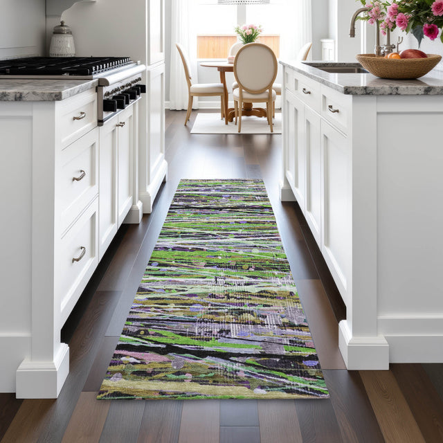 Addison Chantille ACN2125 Stripes Machine Made Transitional Green Rug