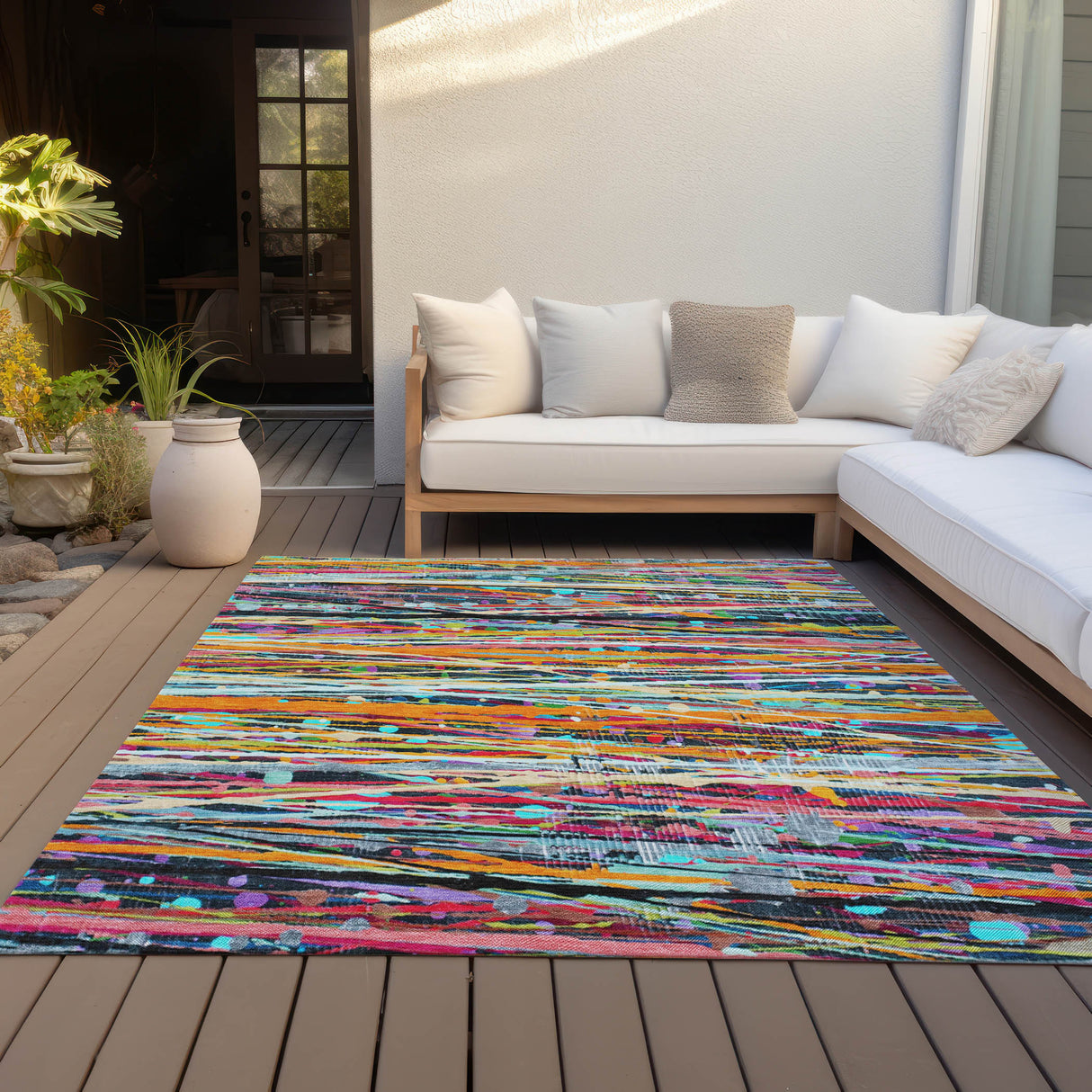 Addison Chantille ACN2125 Stripes Machine Made Transitional Orange Rug