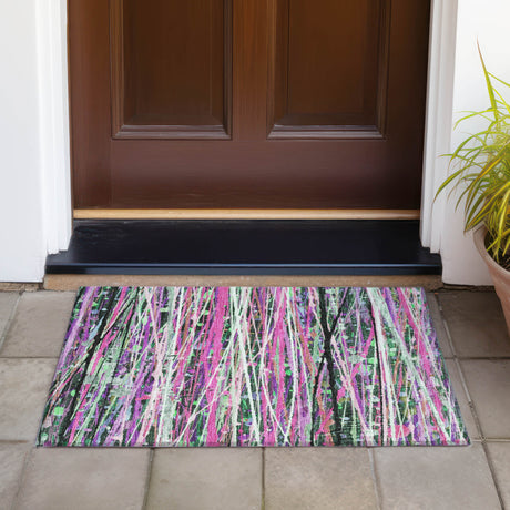 Addison Chantille ACN2125 Stripes Machine Made Transitional Pink Rug