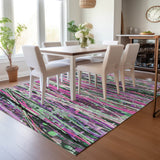 Addison Chantille ACN2125 Stripes Machine Made Transitional Pink Rug