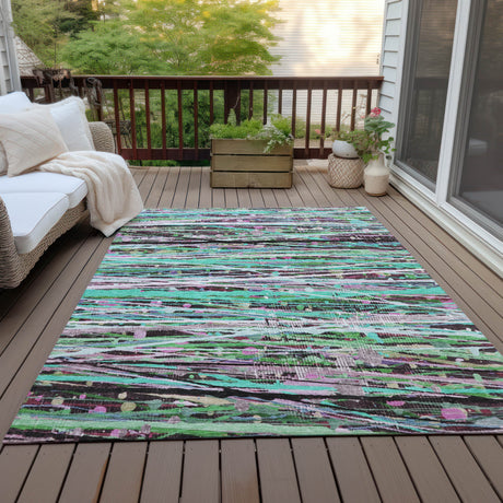 Addison Chantille ACN2125 Stripes Machine Made Transitional Teal Rug