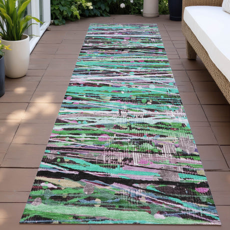 Addison Chantille ACN2125 Stripes Machine Made Transitional Teal Rug