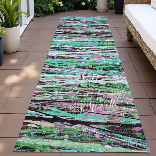 Addison Chantille ACN2125 Stripes Machine Made Transitional Teal Rug