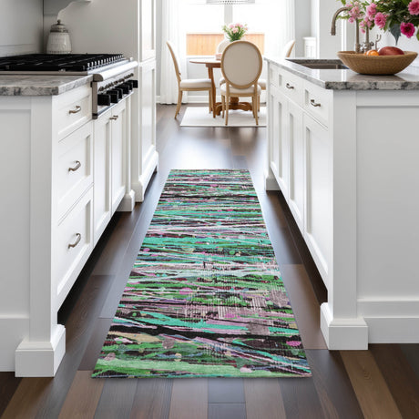 Addison Chantille ACN2125 Stripes Machine Made Transitional Teal Rug