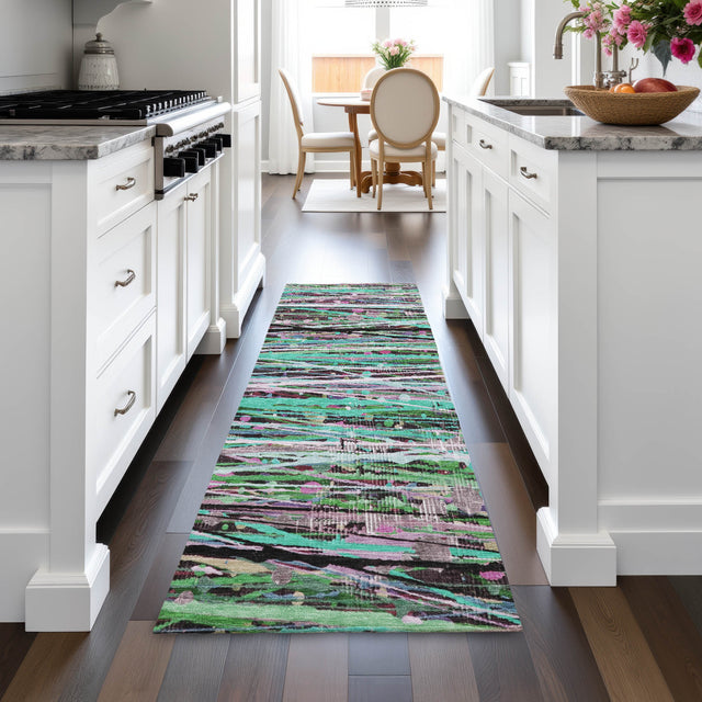 Addison Chantille ACN2125 Stripes Machine Made Transitional Teal Rug