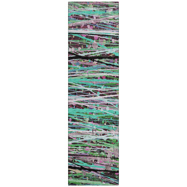 Addison Chantille ACN2125 Stripes Machine Made Transitional Teal Rug