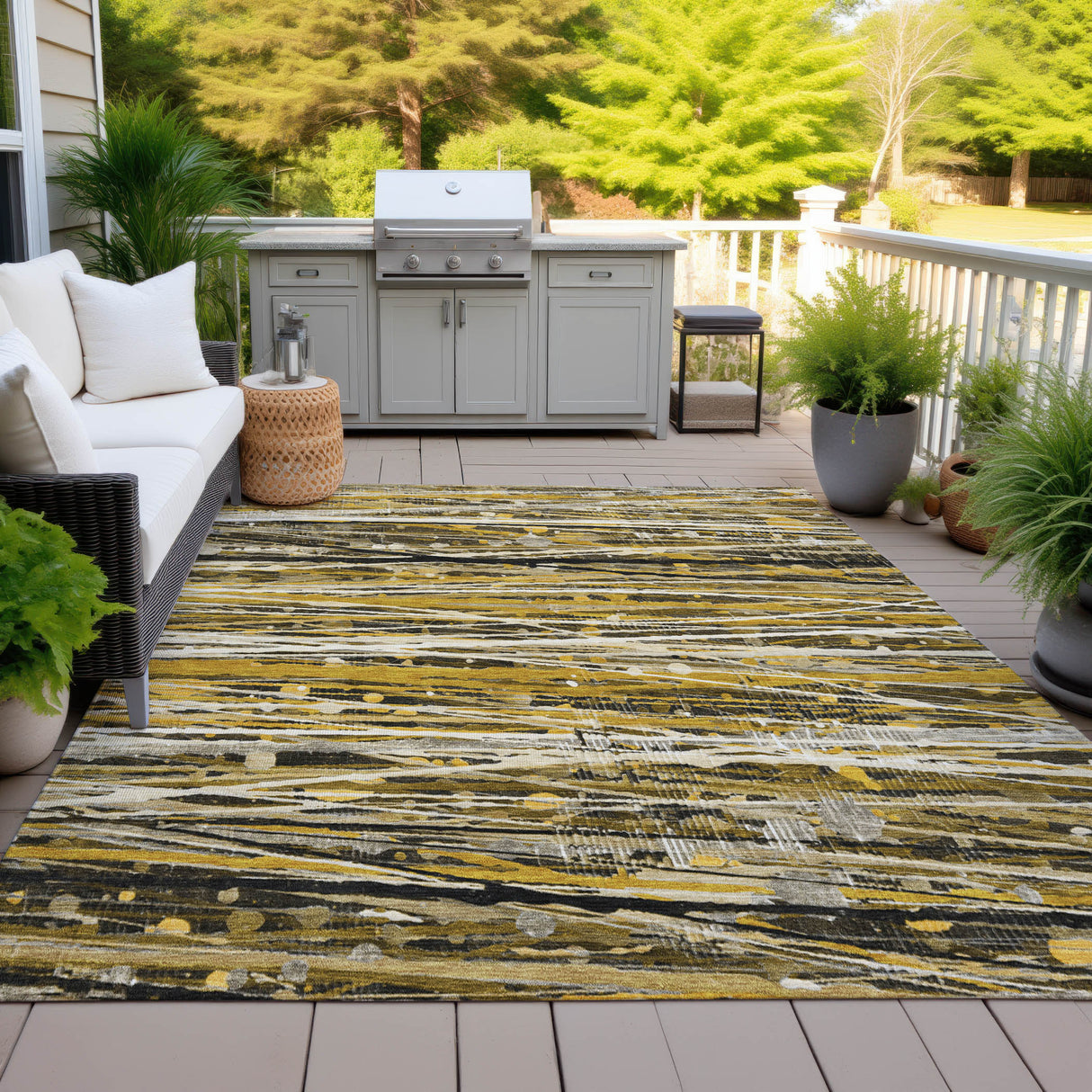 Addison Chantille ACN2126 Stripes Machine Made Transitional Brown Rug