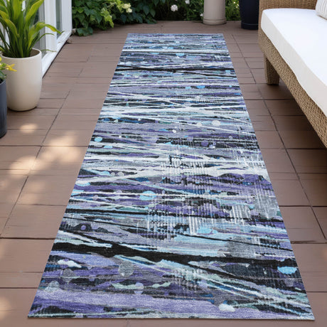 Addison Chantille ACN2126 Stripes Machine Made Transitional Purple Rug