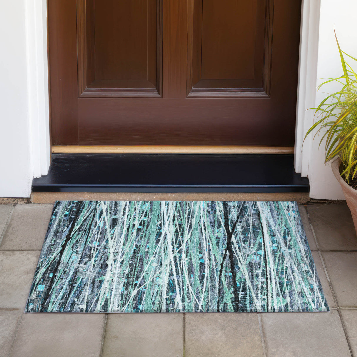 Addison Chantille ACN2126 Stripes Machine Made Transitional Teal Rug