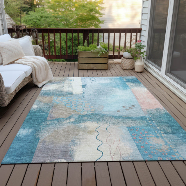 Addison Chantille ACN2127 Modern Machine Made Transitional Teal Rug
