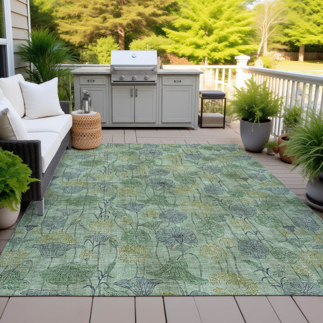 Addison Chantille ACN2128 Floral Machine Made Transitional Aloe Rug