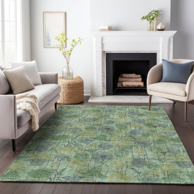 Addison Chantille ACN2128 Floral Machine Made Transitional Aloe Rug