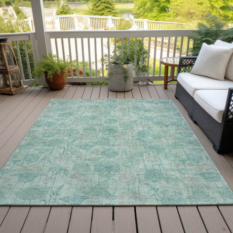 Addison Chantille ACN2128 Floral Machine Made Transitional Aqua Rug