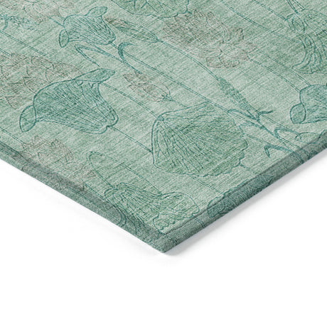 Addison Chantille ACN2128 Floral Machine Made Transitional Aqua Rug
