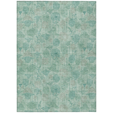 Addison Chantille ACN2128 Floral Machine Made Transitional Aqua Rug