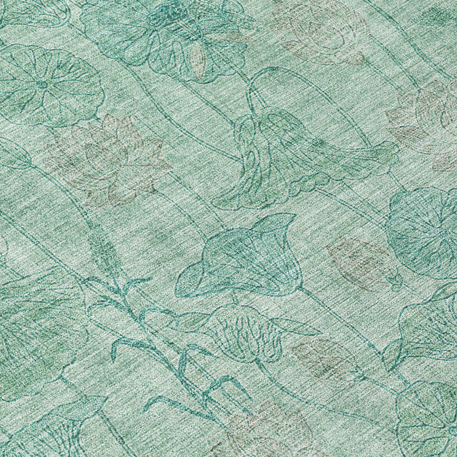 Addison Chantille ACN2128 Floral Machine Made Transitional Aqua Rug