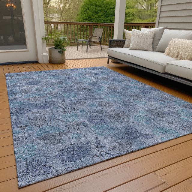 Addison Chantille ACN2128 Floral Machine Made Transitional Blue Rug