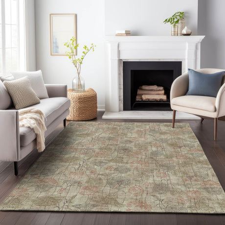 Addison Chantille ACN2128 Floral Machine Made Transitional Brown Rug