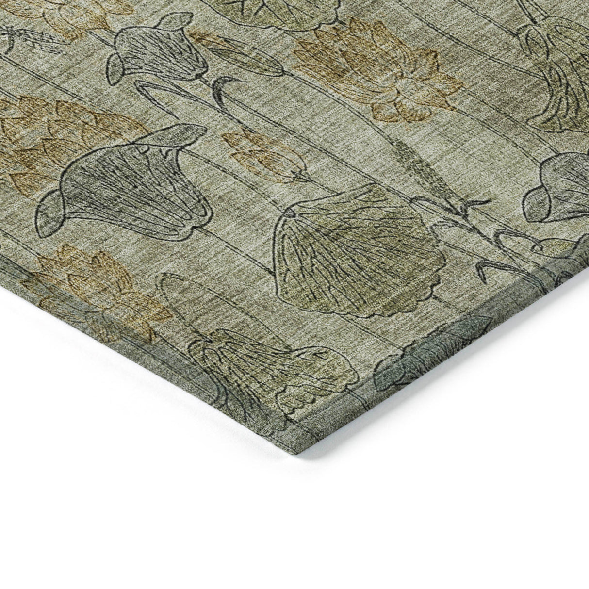 Addison Chantille ACN2128 Floral Machine Made Transitional Khaki Rug