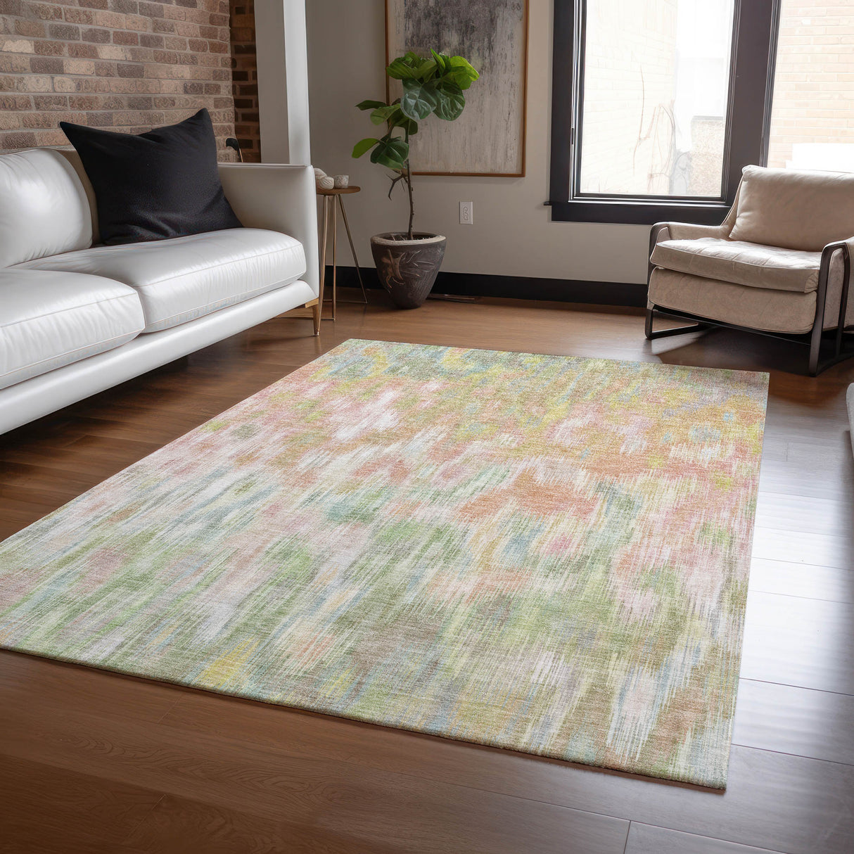 Addison Chantille ACN2129 Abstract Machine Made Transitional Coral Rug
