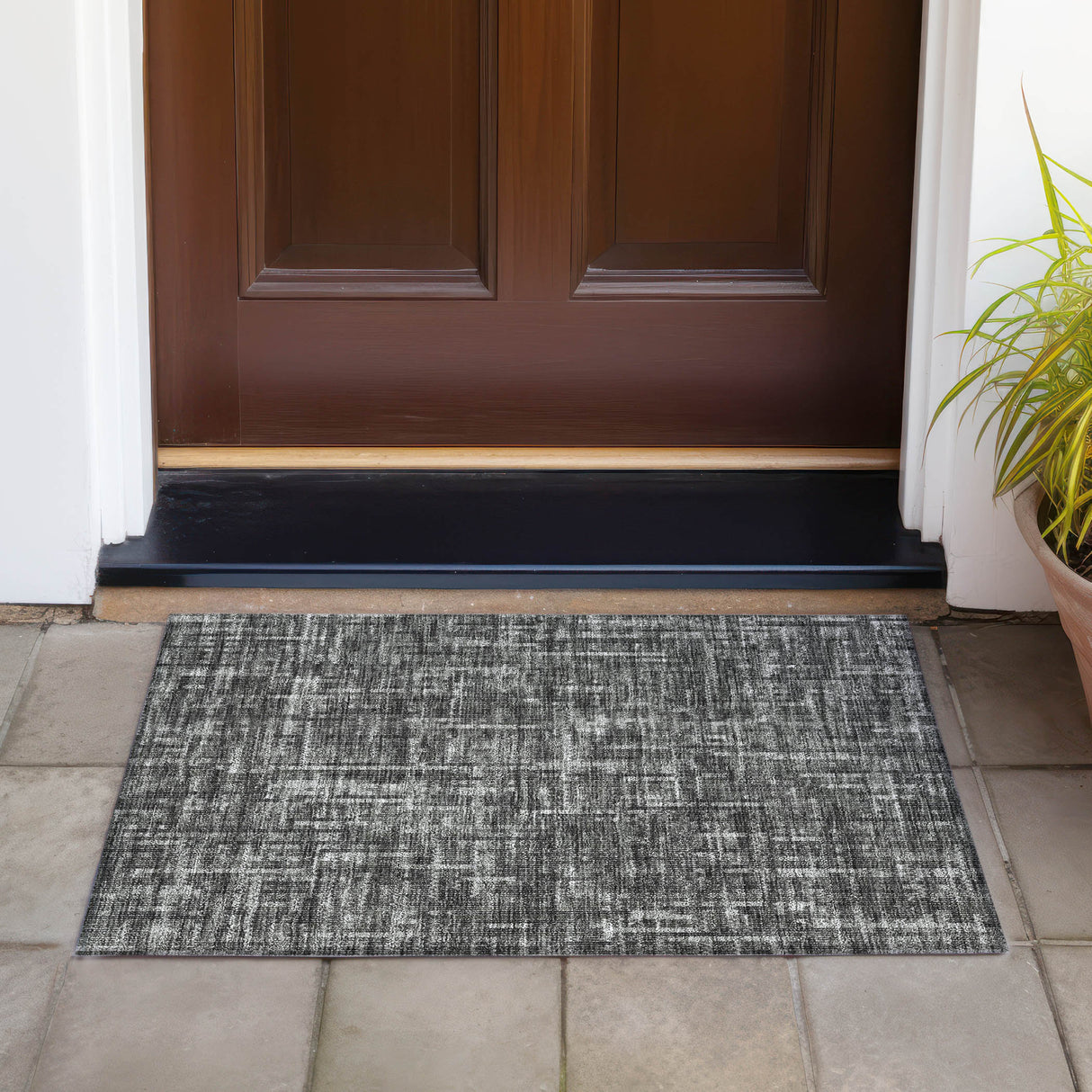 Addison Chantille ACN2130 Stripes Machine Made Transitional Charcoal Rug