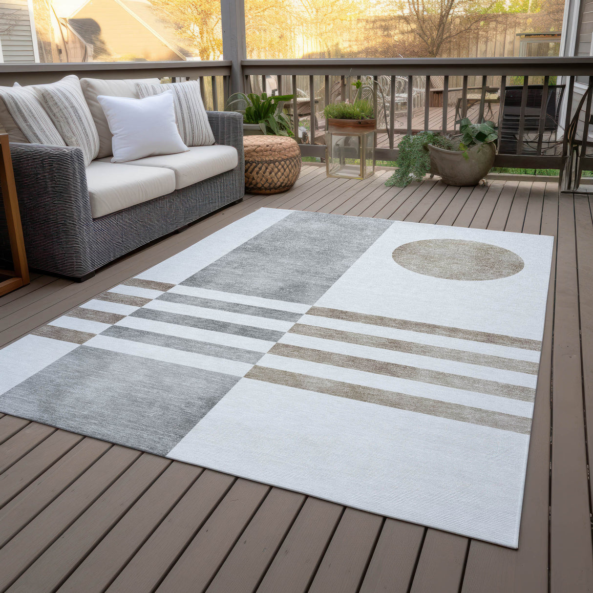 Addison Chantille ACN2131 Geometric Machine Made Transitional Ivory Rug