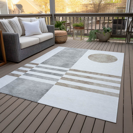 Addison Chantille ACN2131 Geometric Machine Made Transitional Ivory Rug