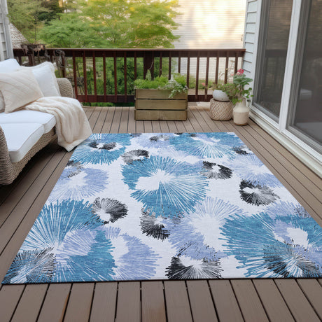 Addison Chantille ACN2132 Floral Machine Made Transitional Blue Rug