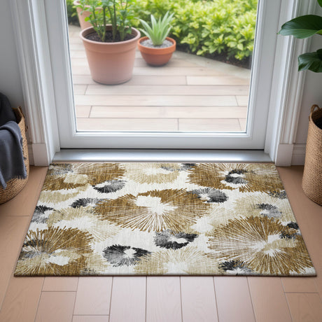 Addison Chantille ACN2132 Floral Machine Made Transitional Chocolate Rug