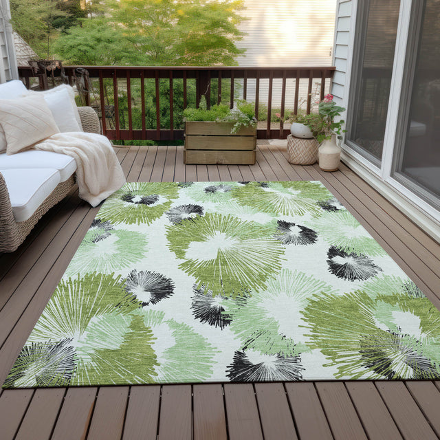 Addison Chantille ACN2132 Floral Machine Made Transitional Olive Rug