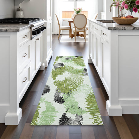 Addison Chantille ACN2132 Floral Machine Made Transitional Olive Rug