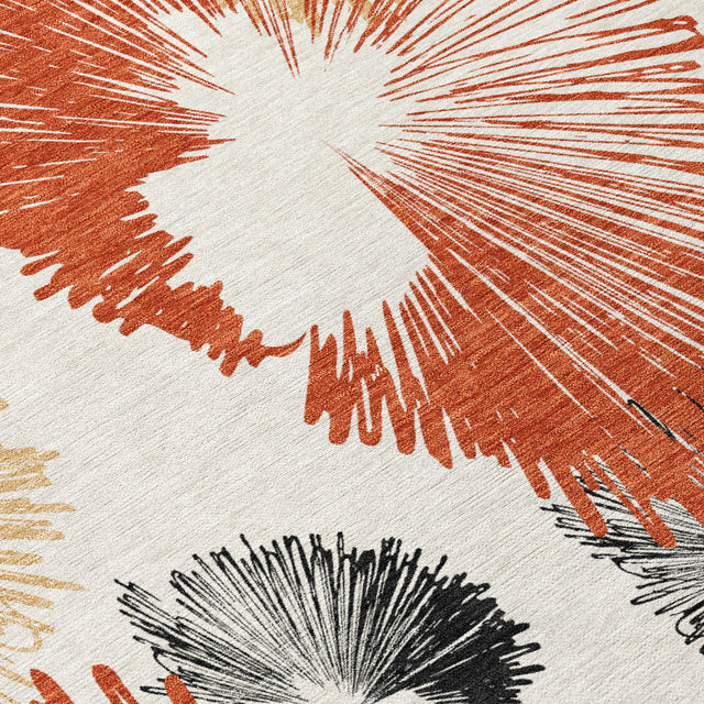 Addison Chantille ACN2132 Floral Machine Made Transitional Paprika Rug
