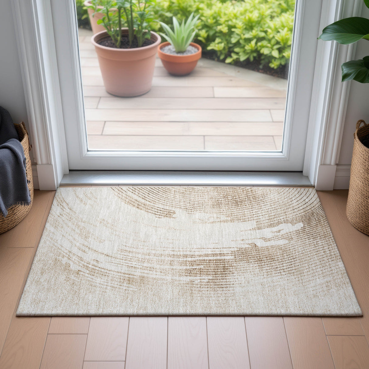Addison Chantille ACN2133 Swirls Machine Made Transitional Brown Rug