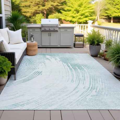 Addison Chantille ACN2133 Swirls Machine Made Transitional Teal Rug