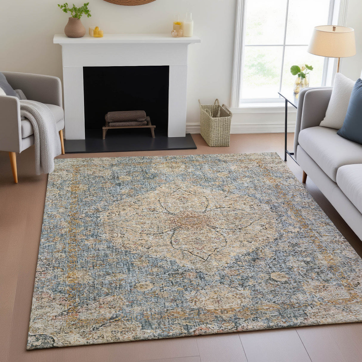 Addison Chantille ACN2136 Global Machine Made Traditional Blue Rug