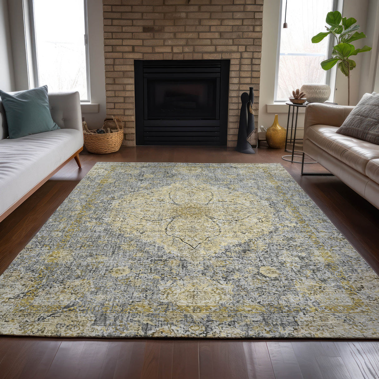 Addison Chantille ACN2136 Global Machine Made Traditional Pewter Rug