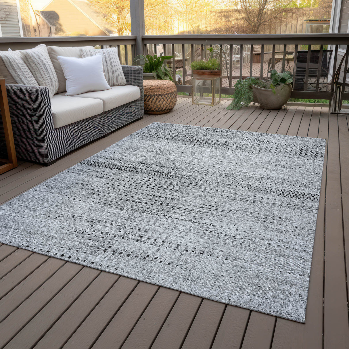 Addison Chantille ACN2137 Stripes Machine Made Transitional Gray Rug