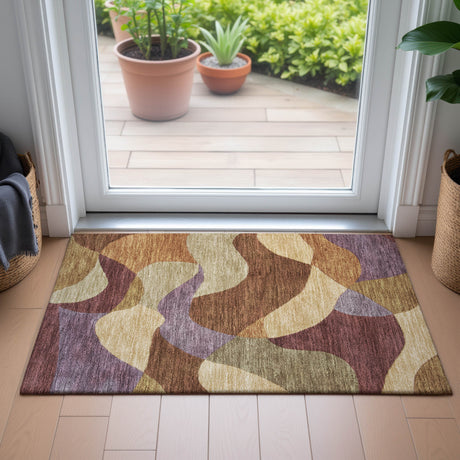 Addison Chantille ACN2141 Abstract Machine Made Transitional Paprika Rug