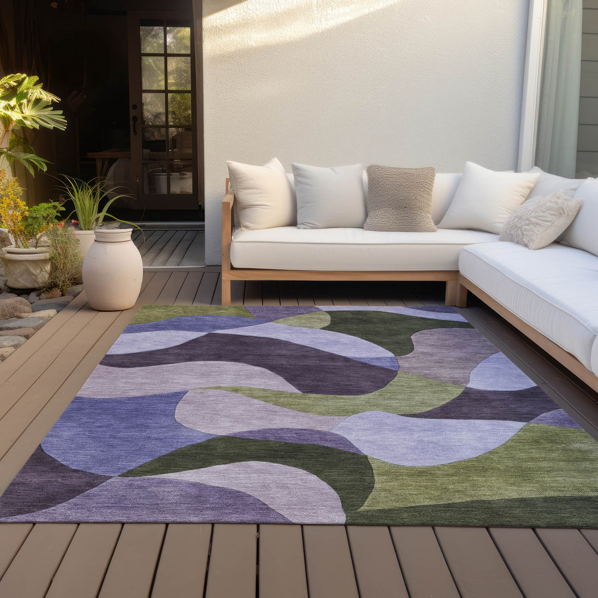 Addison Chantille ACN2141 Abstract Machine Made Transitional Purple Rug