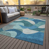 Addison Chantille ACN2141 Abstract Machine Made Transitional Teal Rug