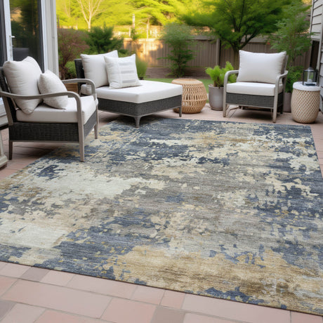 Addison Chantille ACN2142 Abstract Machine Made Transitional Blue Rug
