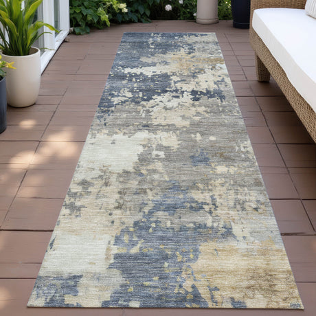Addison Chantille ACN2142 Abstract Machine Made Transitional Blue Rug