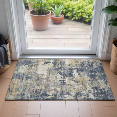 Addison Chantille ACN2142 Abstract Machine Made Transitional Blue Rug